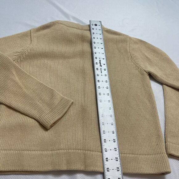 Orvis Tan Beige Cotton Thick Full Zip Cardigan Sweater Medium - Picture 9 of 9